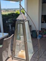 Grosse Gartenlaterne / Windlicht mit Metallständer (165 cm)