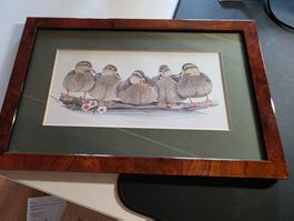 Bild feines Enten Gemälde Druck schön gerahmt Ente The Girls