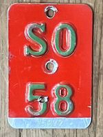 SO 58 - VELONUMMER - FAHRRADSCHILD - PLAQUE DE VELO - SO 58