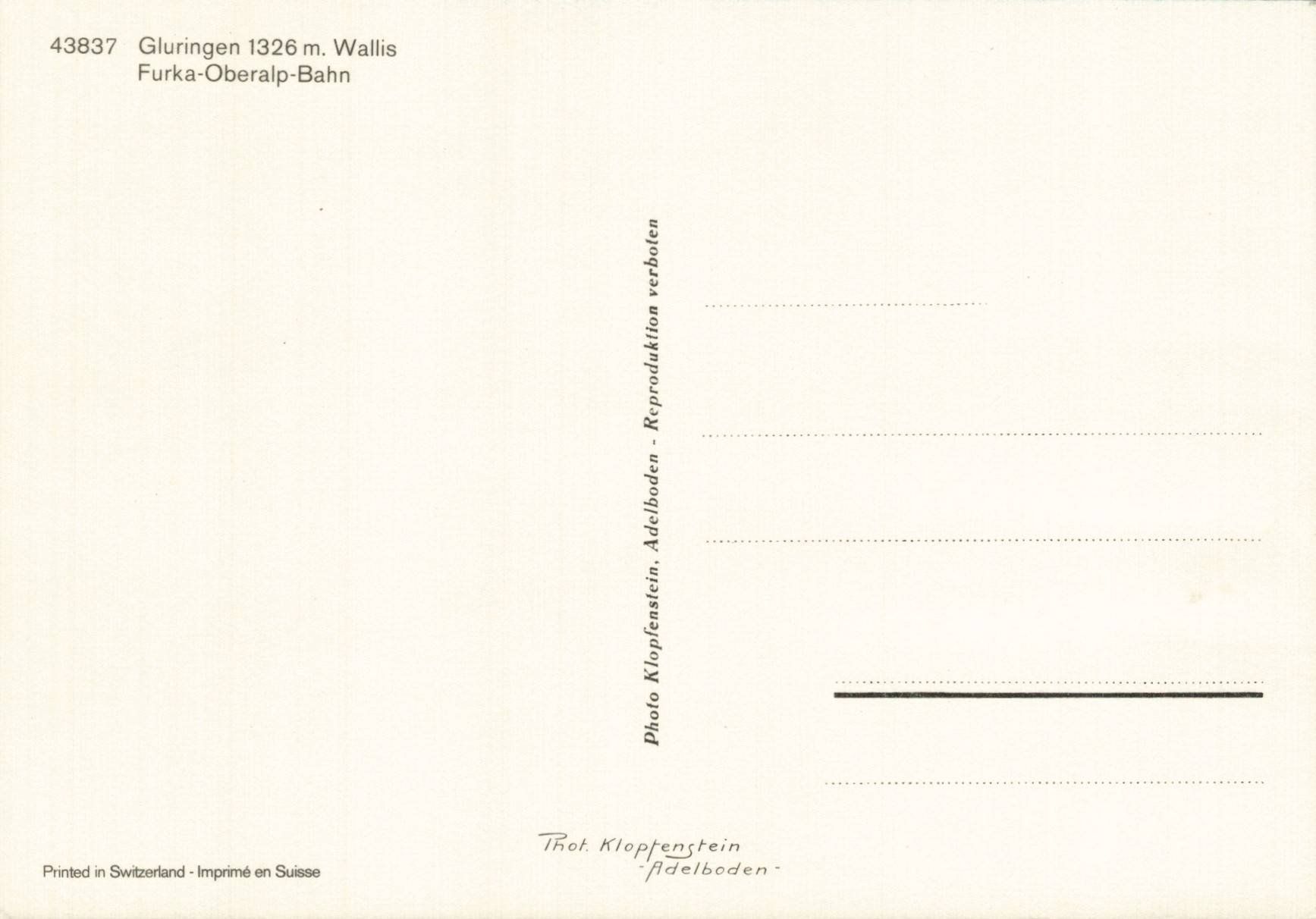 Cartoline postali: Ansichtskarte Furka-Oberalp-Bahn Gluringen gebraucht – Usato da Luzern venduto da Kartenansicht 1