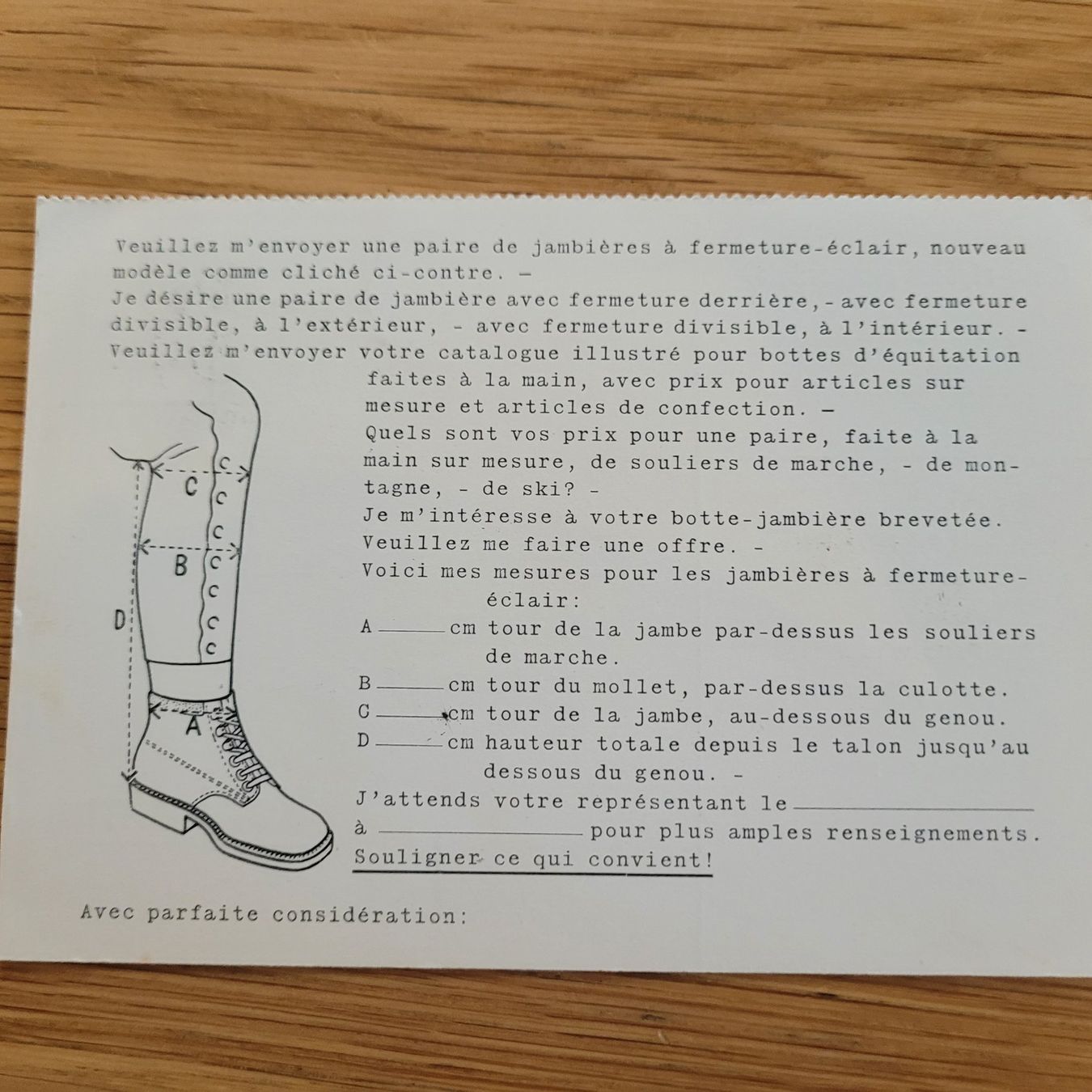 Alle Briefmarken: Document  Velthe Botte Jambière P.P Bière – Gebraucht aus Biel/Bienne von Destockweb 1