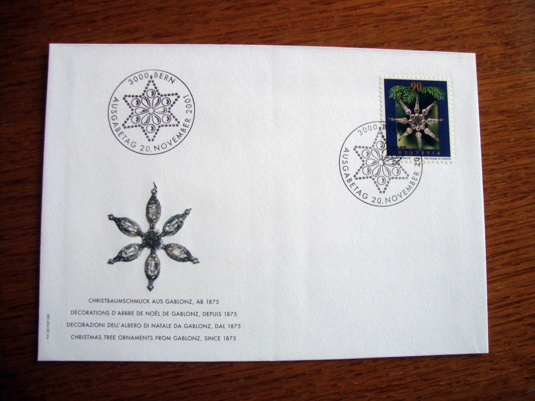 Tous les timbres: FDC Weihnachtskarte 2001 mit  Brief – Neuf (Voir description) à Döttingen par Kubuli1 1