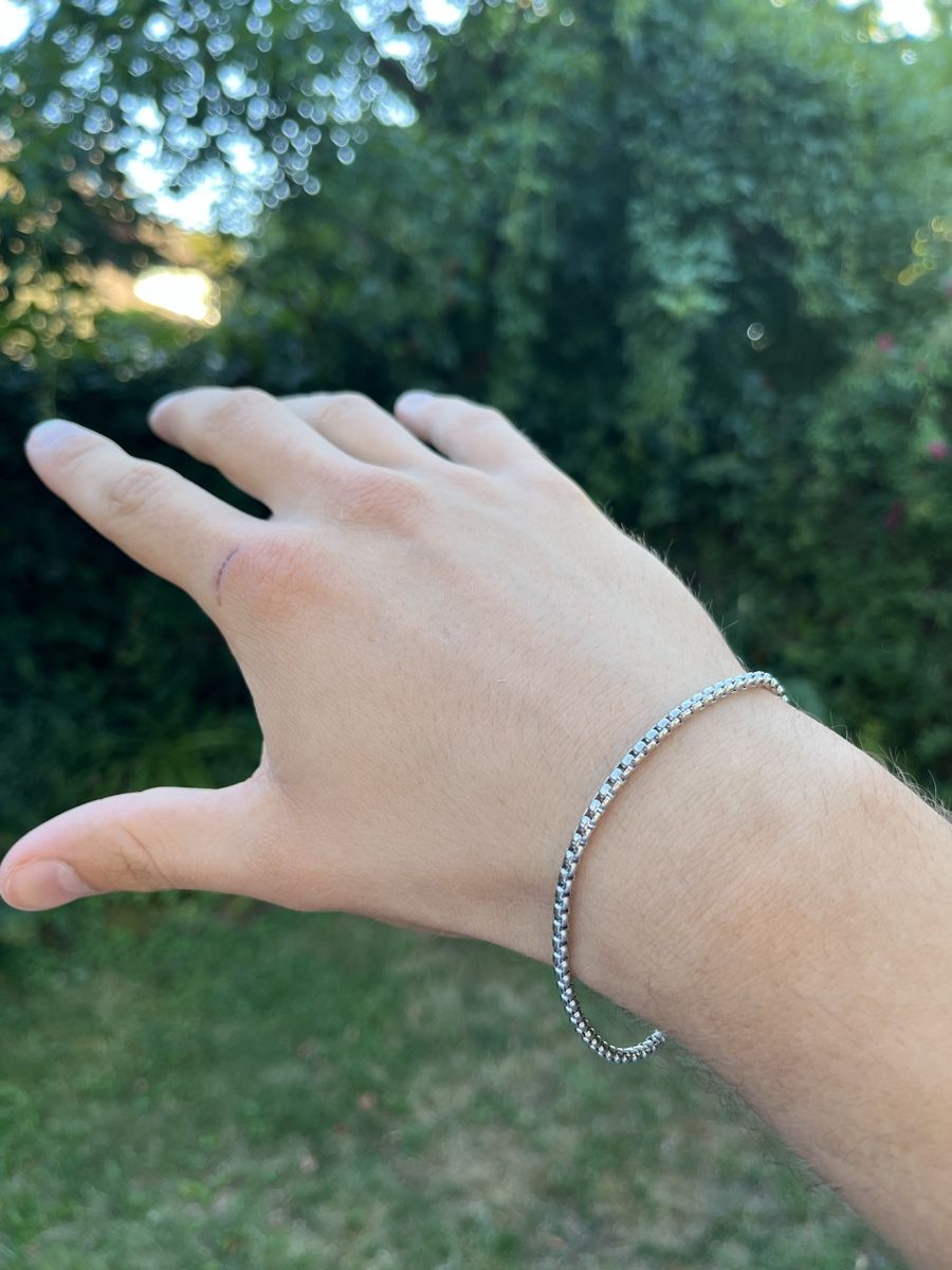 Bracelets: Armband Edelstahl Silberfarben Panzerkette  – Neuf (Voir description) à Tägerwilen par Alexander716 4