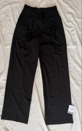 ASOS DESIGN Women's Black Wide Leg Trousers Size 36 TALL