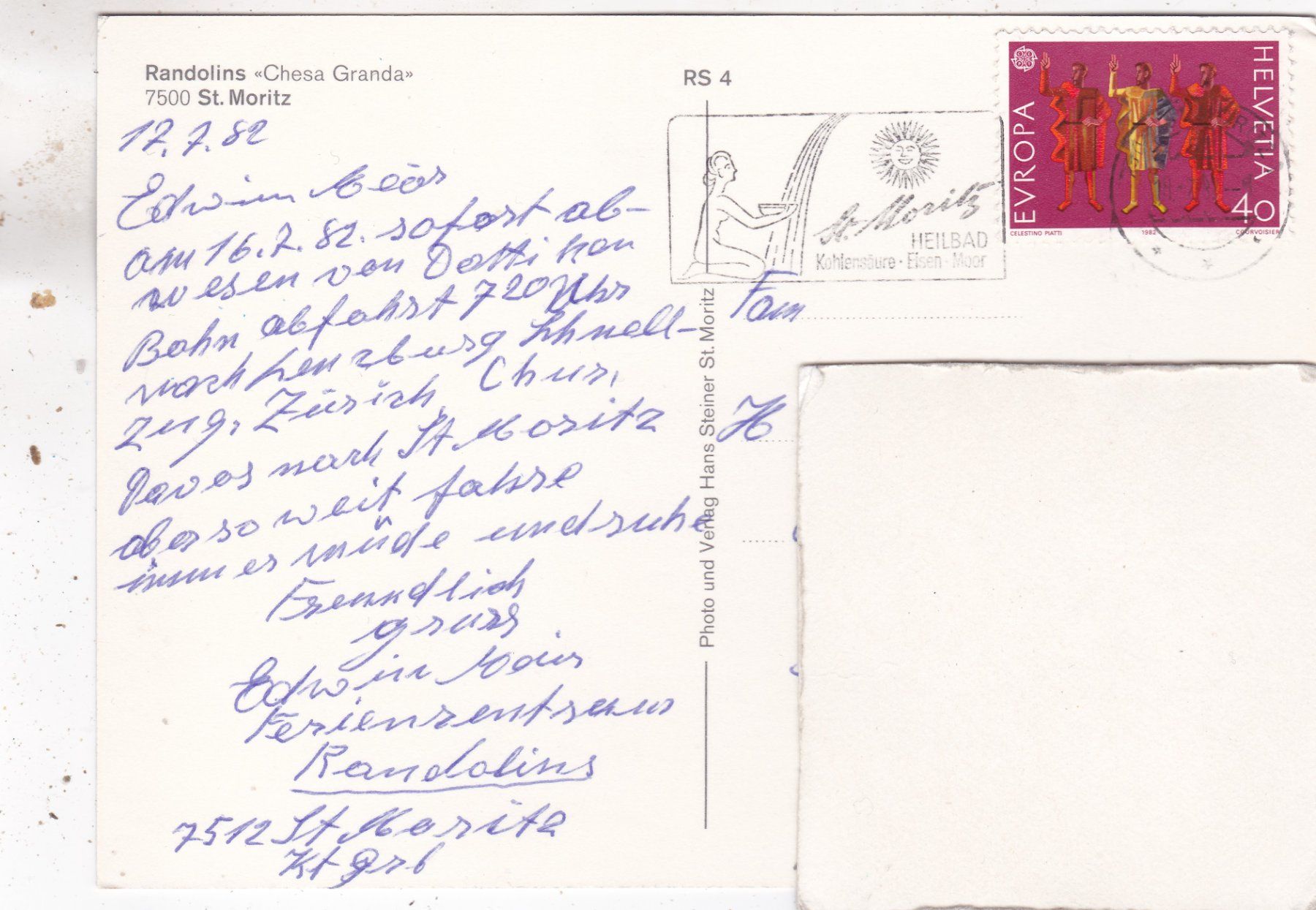 Ansichtskarten: St. Moritz Randolins " Chesa Granda " 1982 – Gebraucht aus Herisau von Lisegrat2008 1