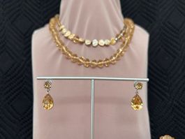 Schmuck-Set mit Zirkonia bernsteinfarben Nr. 24