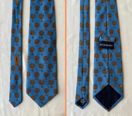 Yves Saint Laurent Vintage Seidenkrawatte, Baum-Motiv