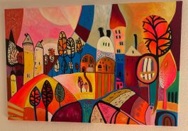Buntes Dorf Gemälde (Original)