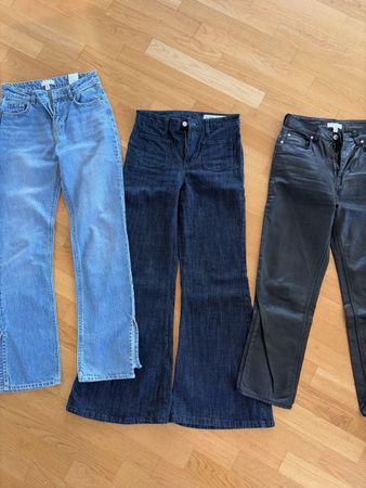 Jeans Damen 3 Paar Denim Flare Lederoptik Grösse 36 