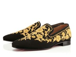 CHRISTIAN LOUBOUTIN Met Flat Ebroidered Leder Schuhe 44 NEUE