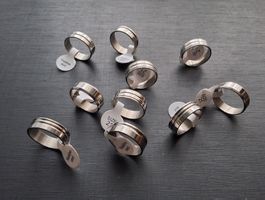 10 Edelstahlringe, verschiedene Muster (21 mm)