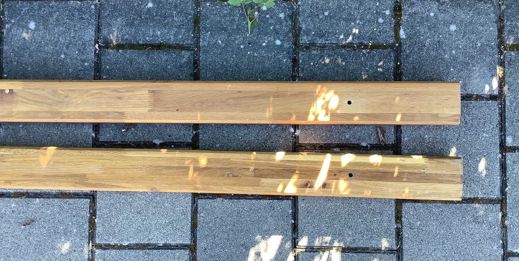 Articoli in legno: 2 × Eichenbalken, Leimbinder von Timbercraft, 2.92 m lang – Usato da Biel-Benken BL venduto da teakesj 2