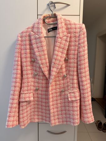 Damen Blazer ZARA Rosa kariert Grösse XS