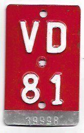Insegne: Velonummer 1981 Waadt Vaud VD 81 – Usato da Bülach venduto da bauchnuschti2