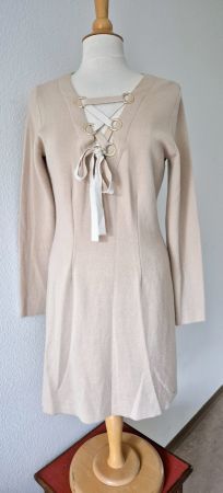 NENETTE STRICKKLEID KLEID BEIGE L 40 WOLLE BUTTERWEICH TOP