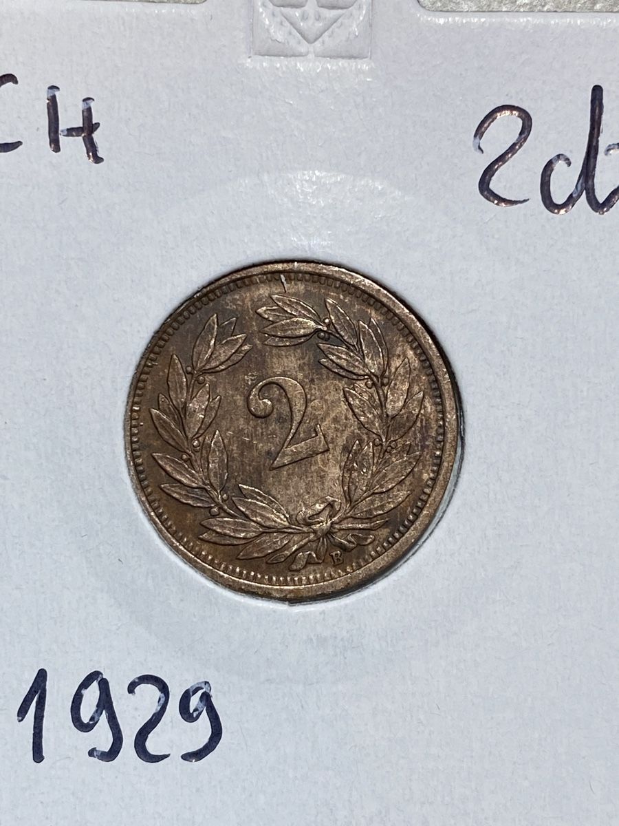 Tutti le monete: CH - 2 centimes - 1929 – Usato da Payerne venduto da Mike1682