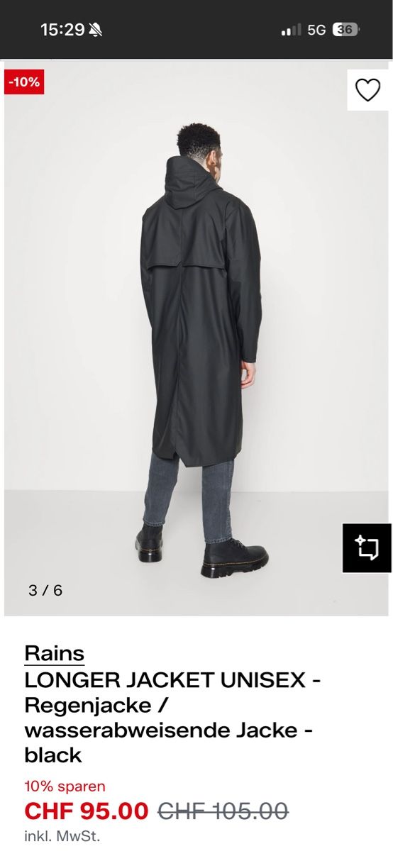 Rains Giacche: Rains schwarze lange Regenjacke – Usato da Zürich venduto da bananadoll 5