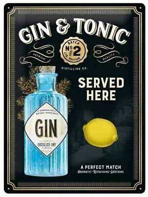 Insegne: Rusty Blechschild-GIN&TONIC SERVED-SCHWARZ – Nuovo e nell'imballaggio originale da Rupperswil venduto da big-one-sale