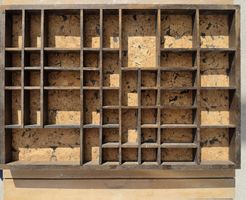 Setzkasten aus Holz mit diversen Fächern gebrauchter Zustand