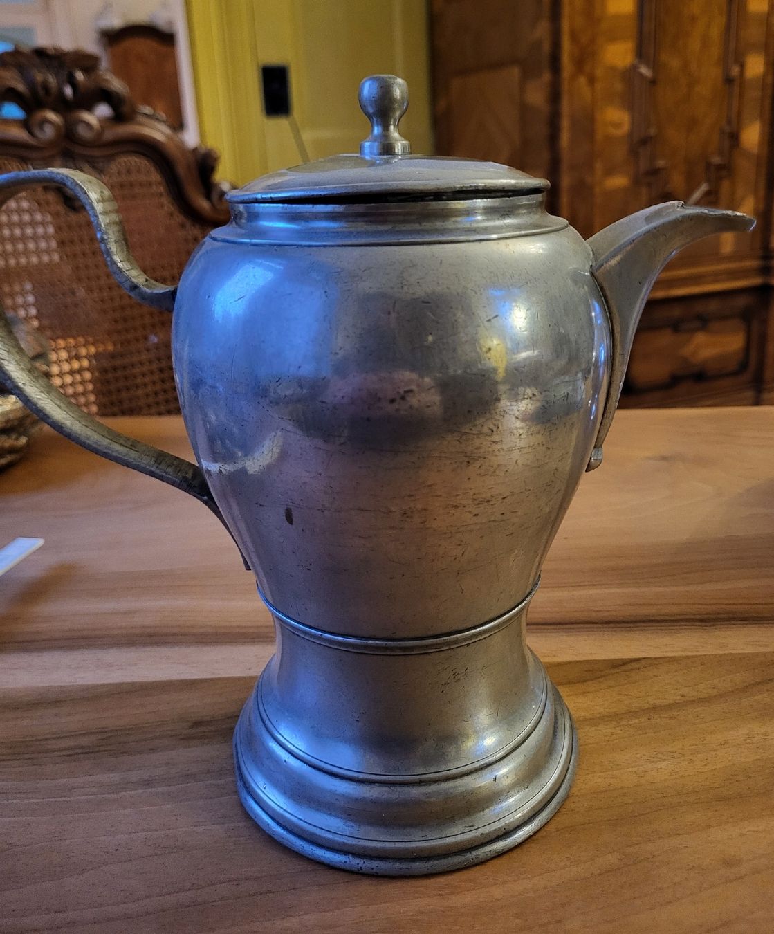 Teiere: Kaffeekanne Zinn 1865, E. Lerche. antik, wird verschickt. – Usato da St. Gallen venduto da nikolausraphael 2