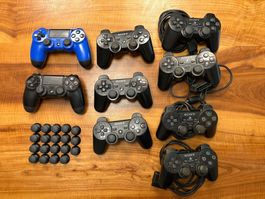 9x Playstation Controller (Dualshock) +19 Thumb Grip ab 1.-!