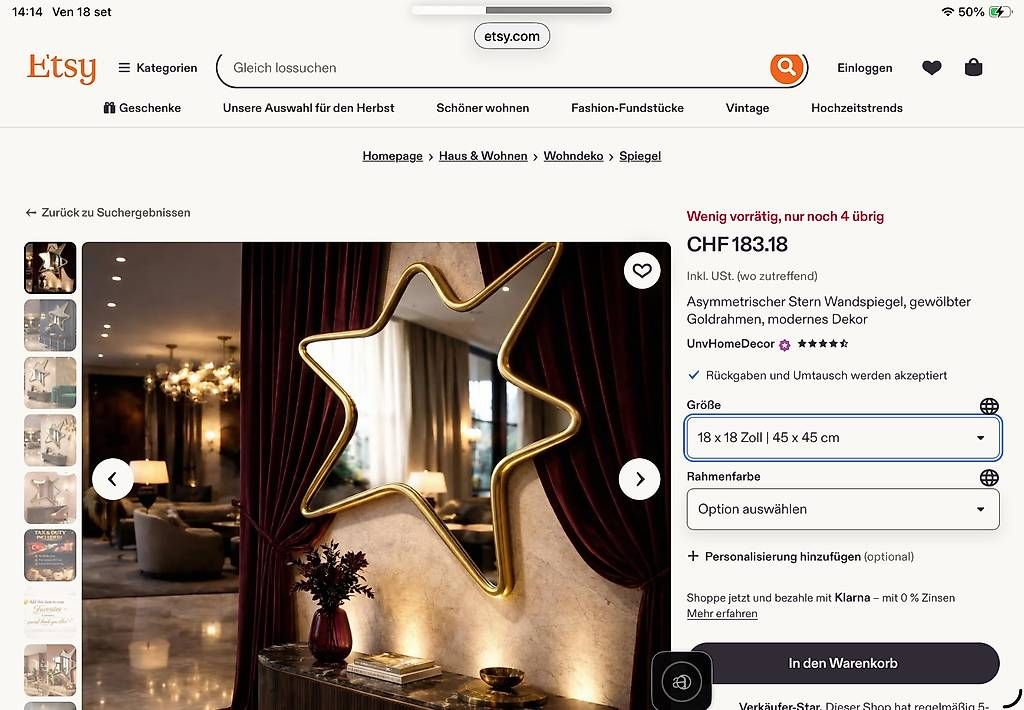 Specchi: Specchio design a forma di stella a 6 punte – Nuovo e nell'imballaggio originale da Muzzano venduto da guf_ydd6 4