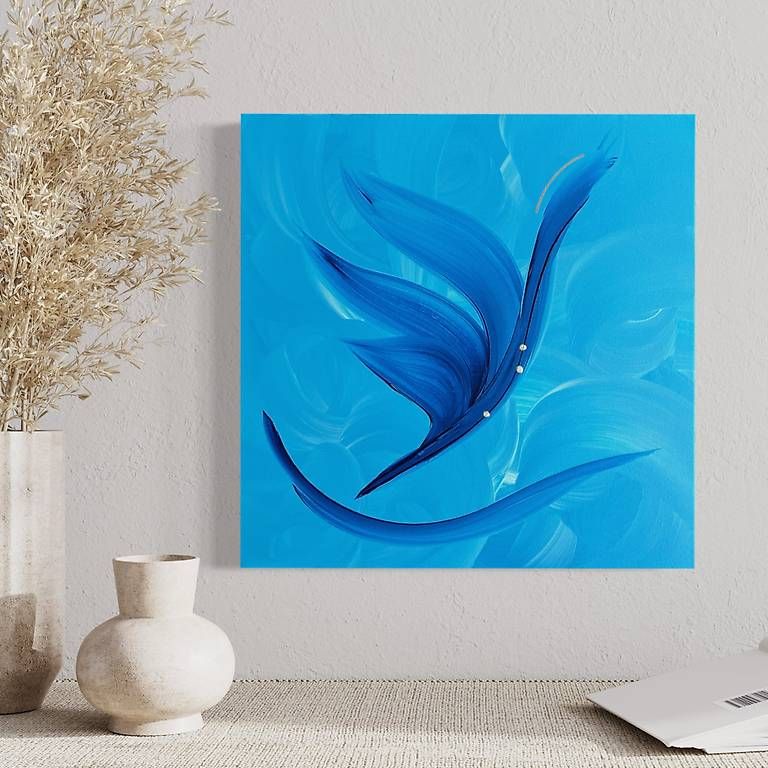 Gemälde: 40x40cm Bild blau "Neugier" – Neu und originalverpackt aus Urdorf von manuela4