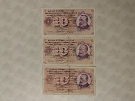 Schweiz 10 Franken Banknote gebraucht 1964/ 70/ 74