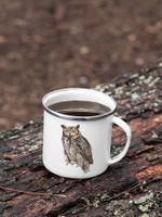 Emaille Tasse Tee Kaffee Eule NEU