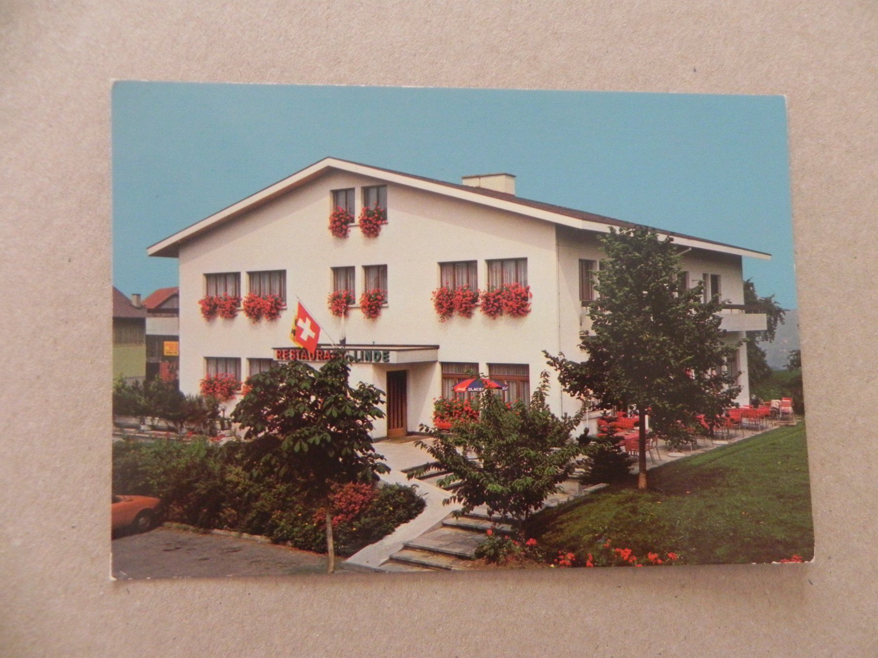 Cartoline postali: Ansichtskarte Karte Doppelschwend LU Hotel Restaurant Linde – Usato da Siebnen venduto da krimsie