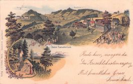 Wald ZH // 1901 Litho Gruss vom Gibel Sanatorium