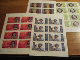 Tanzania, 4 Kleinbogen Queen Elizabeth. ** um 1985