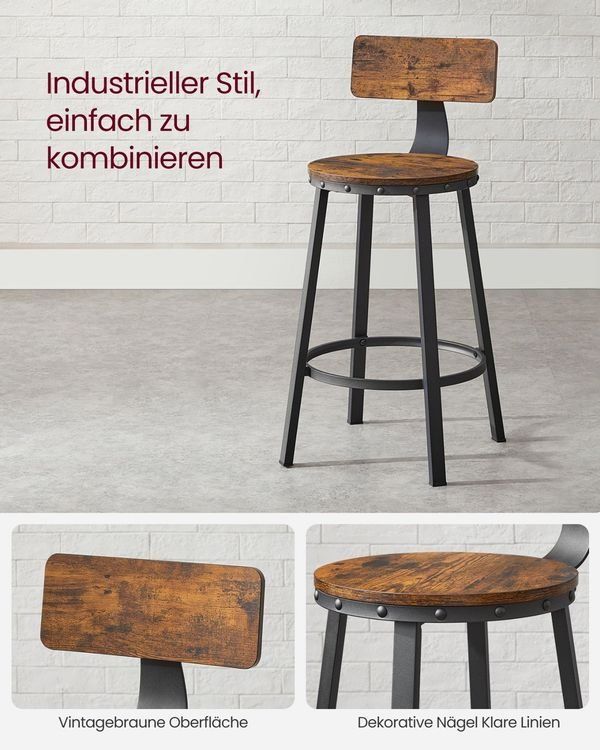 Hocker: Barhocker 2er Set mit Metallgestell Sitzhöhe 63cm NORVALE – Neu und originalverpackt aus Lachen SZ von MAMORU-MOEBEL 6