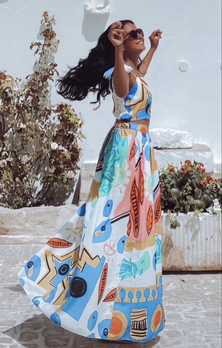 Robes: Ensemble jupe longue et top imprimé multicolore taille S – D'occasion à Versoix par wen_75xm 2