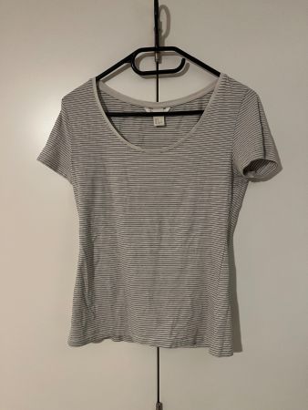 Gestreiftes Jersey-Shirt H&M Basics – Weiss/Schwarz, Grösse