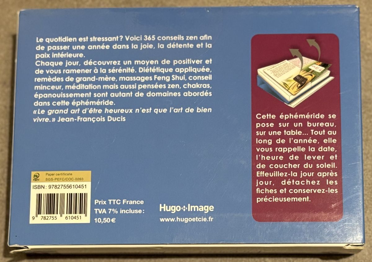 Libri: Éphéméride Zen, un conseil par jour – Nuovo e nell'imballaggio originale da Cudrefin venduto da sdz_trl6 1