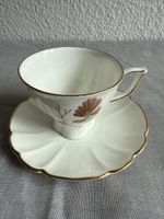 JIESIA Mokka-Tasse mit Unterteller, Goldrand, Vintage 57