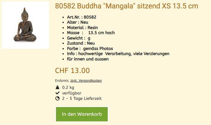 Sculture & Statue: Buddha 80582    , NEU – Nuovo e nell'imballaggio originale da Hagenbuch ZH venduto da cougar1 1
