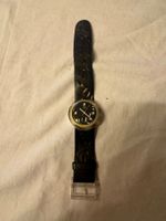 Montre Swatch Pop, bracelet cuir noir, vintage (RARE) (321)