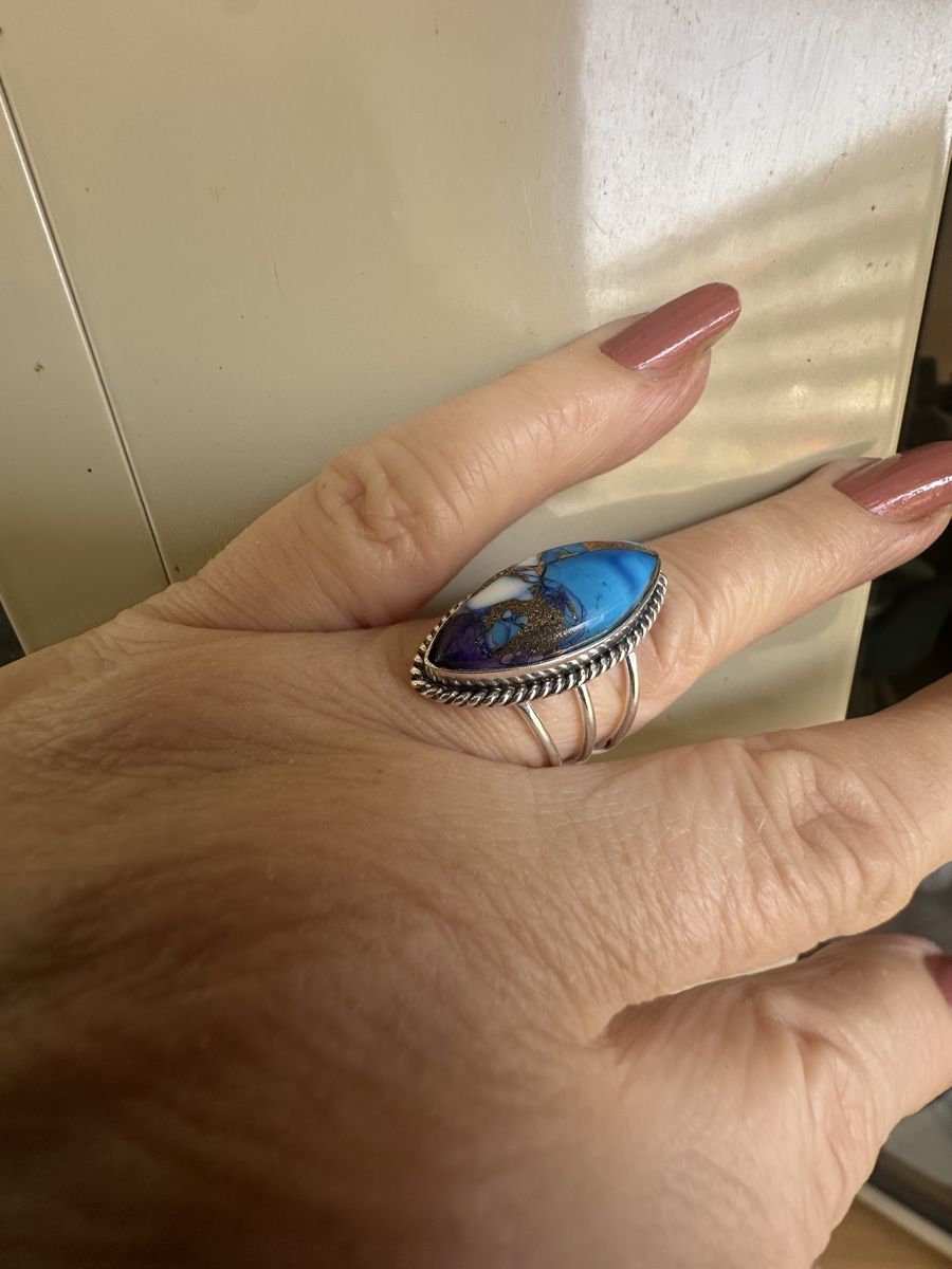 Anelli: Lila Dahlie Türkis Silber Ring – Nuovo e nell'imballaggio originale da Kriens venduto da Hortensie6 2