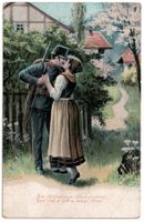 Militärische romantische Grusskarte Feldpost 1907 BAT. N° 50