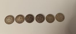 6x Schweizer 1 Franken Silbermünzen
