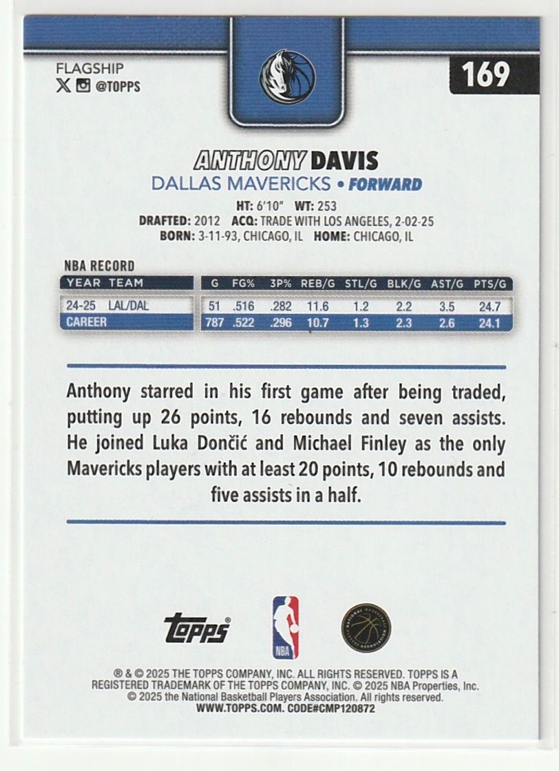 Topps Carte collezionabili: 2025/26 Topps Flagship Basketball Anthony Davis – Nuovo (secondo la descrizione) da Biel/Bienne venduto da historian-198 1