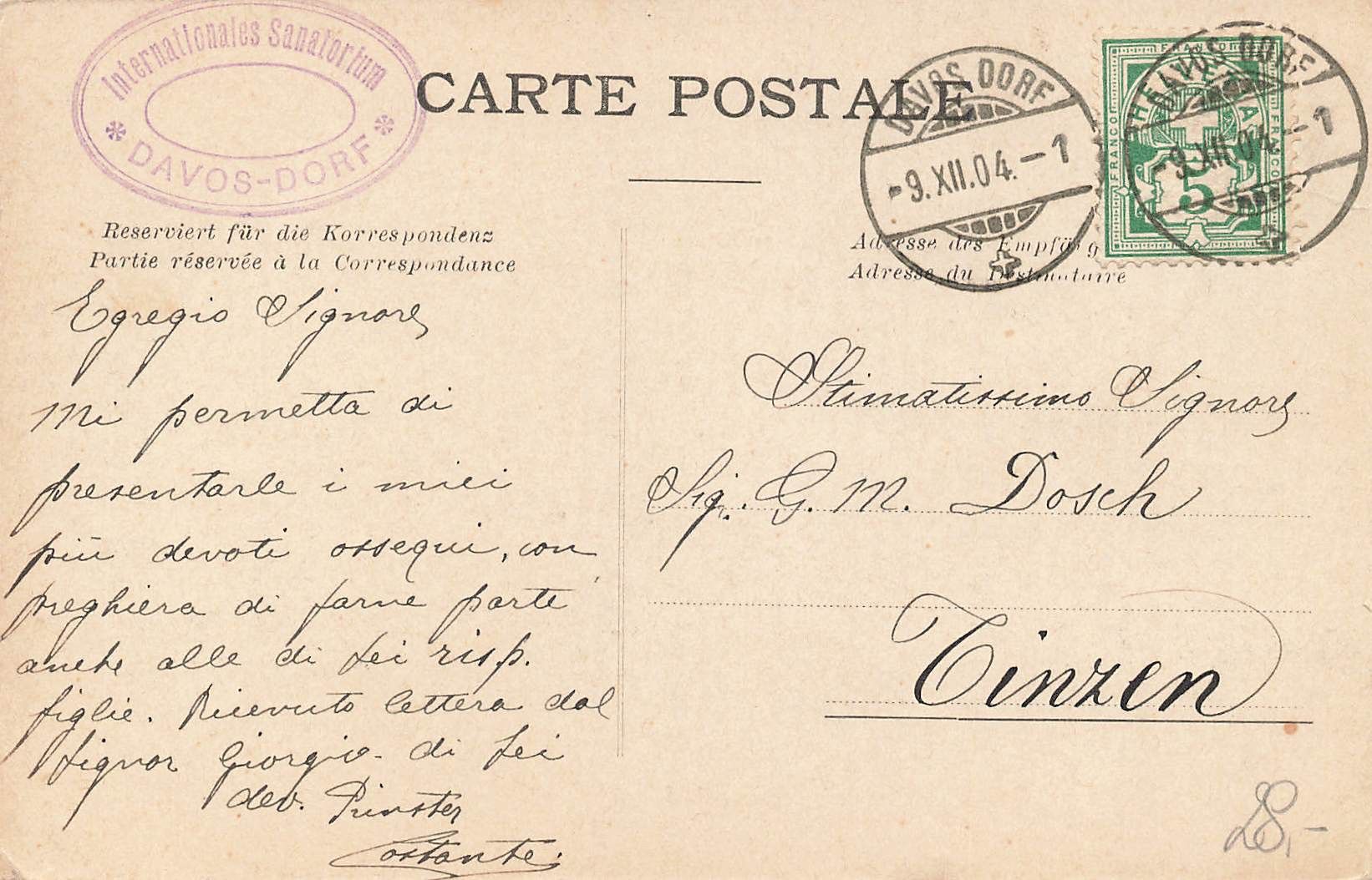 Cartoline postali: Davos Dorf GR Panorama 1904 – Usato da Biasca venduto da Blenio71 1