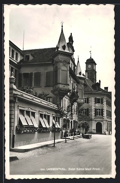 Cartoline postali: Langenthal, Hotel Bären West-Front und  – Usato da Berlin venduto da bartko-reher
