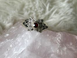 Vintage Silberring 925 mit rotem Stein