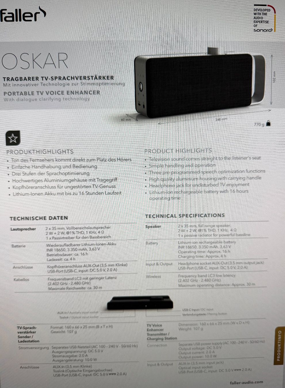 Casse acustiche: TV Lautsprecher OSKAR, neu – Nuovo e nell'imballaggio originale da Ettingen venduto da bupy 4