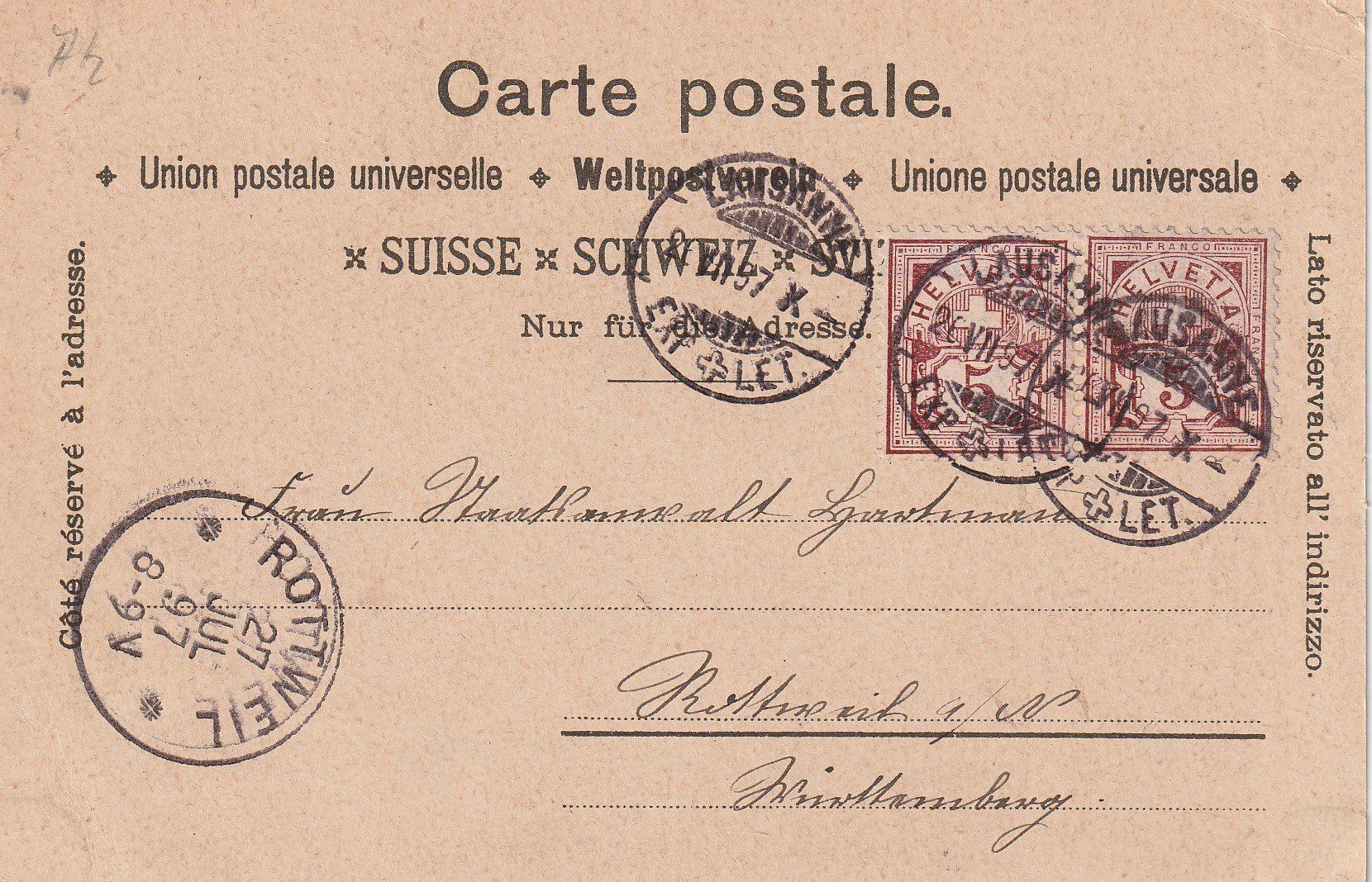 Cartoline postali: VD-Lausanne-Litho-1897 – Usato da uttwil venduto da koe_z8jm 1