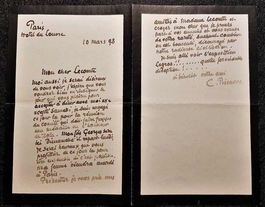 Autografi: Autograph von Camille Pissaro 1898 – Usato da Bourguillon venduto da Lucas111
