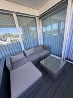 Rattan Lounge Set grau mit Tisch und Polstern gebraucht